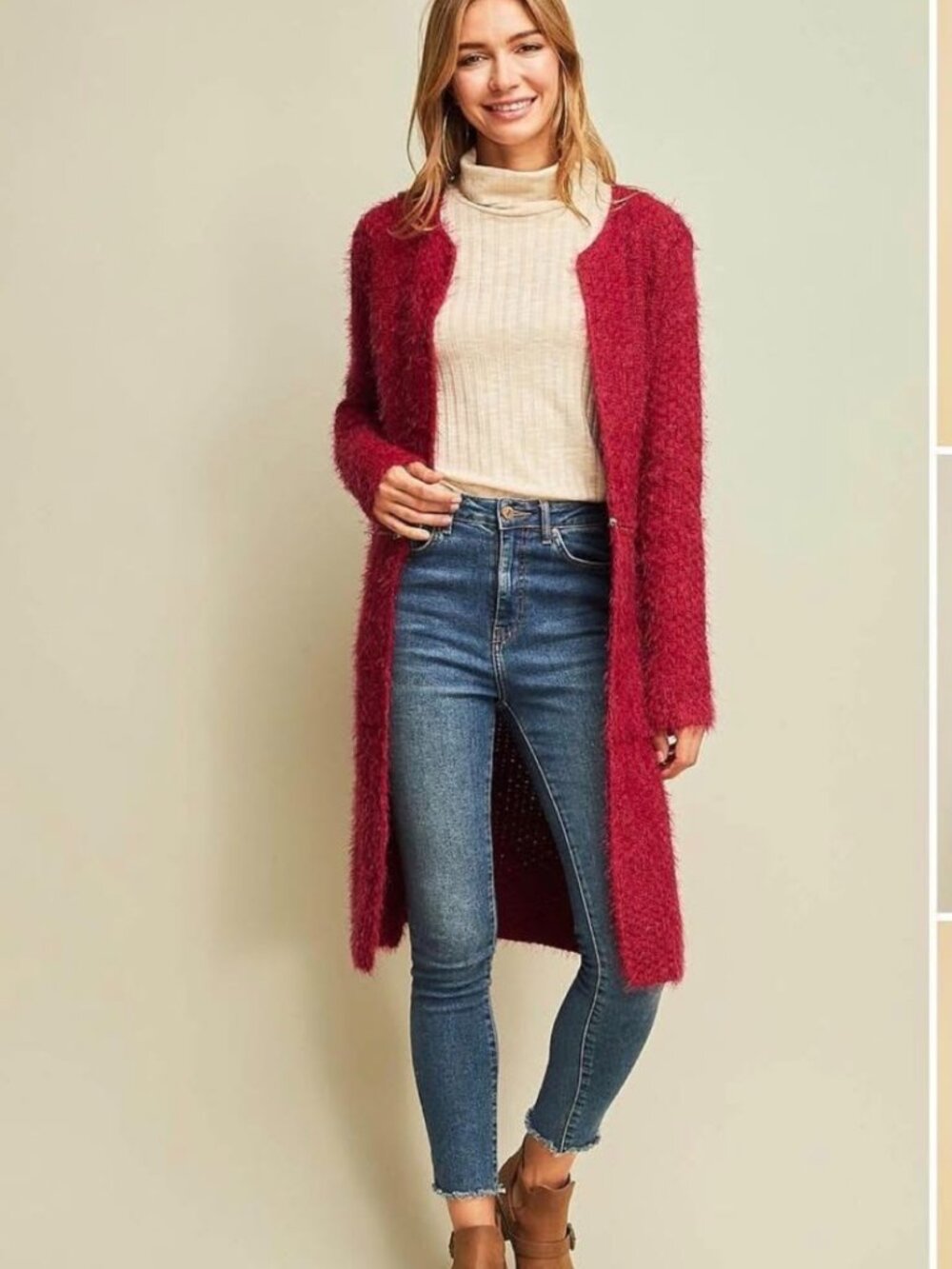 Entro Solid Open Fuzzy Long or Short Cardigan